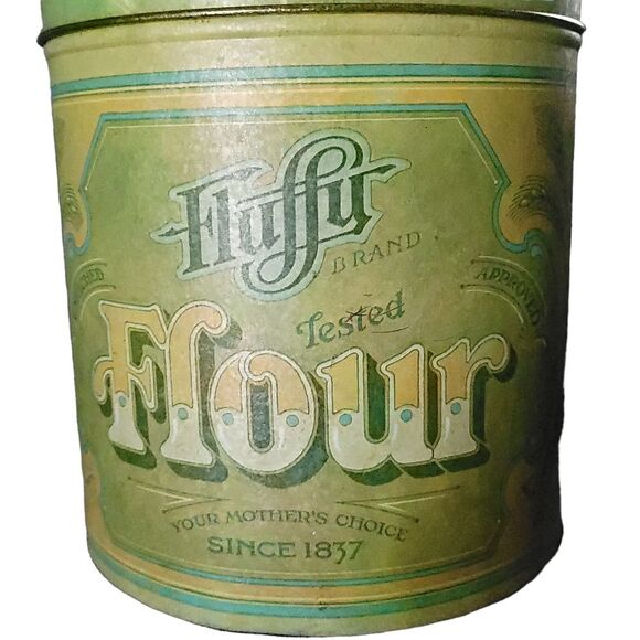 Vintage Ballanoff Fluffy Green Tin Storage Containers, Flour Sugar Coffee Tea - Picture 3 of 11